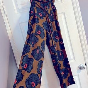 Anthropologie wide leg floral pants Skies are Blue